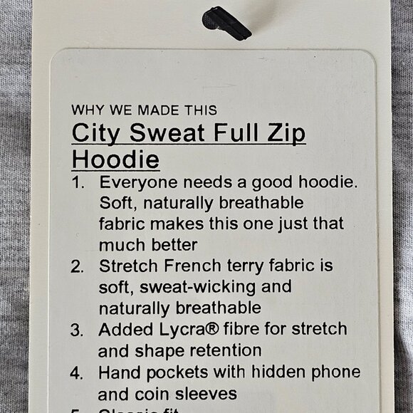 NWT LULULEMON HULS Heathered Grey City Sweat Full Zip Hoodie Men's XL, XXL - Picture 10 of 10